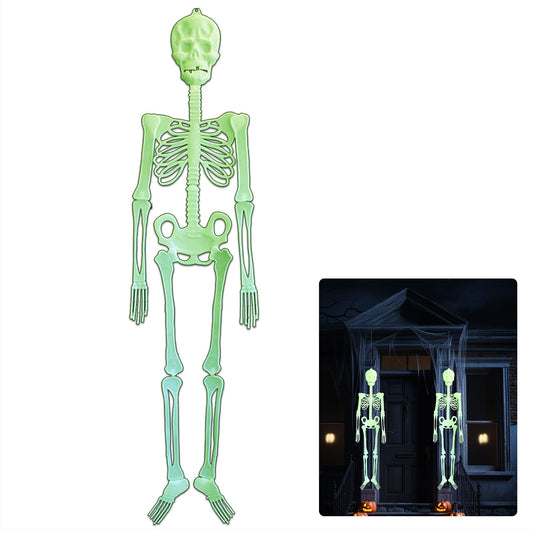 Hanging 4.9 Ft Halloween Skeleton Decorations with Glowing Posable Skeletons,Hanging Skeleton Decoration Glow in The Dark for Garden Party Tree Porch Yard Lawn Indoor Outdoor Decor