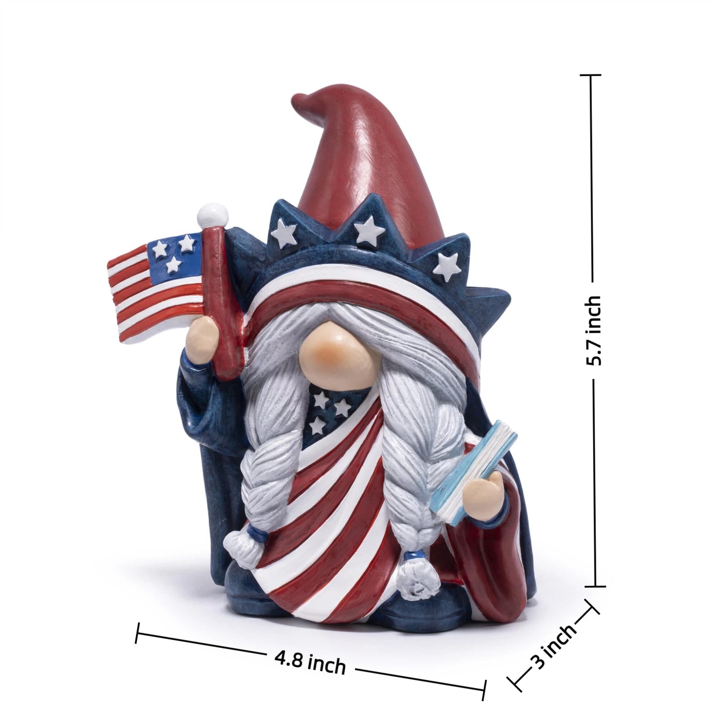 Hodao Year-Round Patriotic Gnome Decorations, 4th of July Patriotic Independence Day Memorial Day Veterans Day Decor, Tiered Tray Decor for Home Office, Red White Blue Gnome Gifts