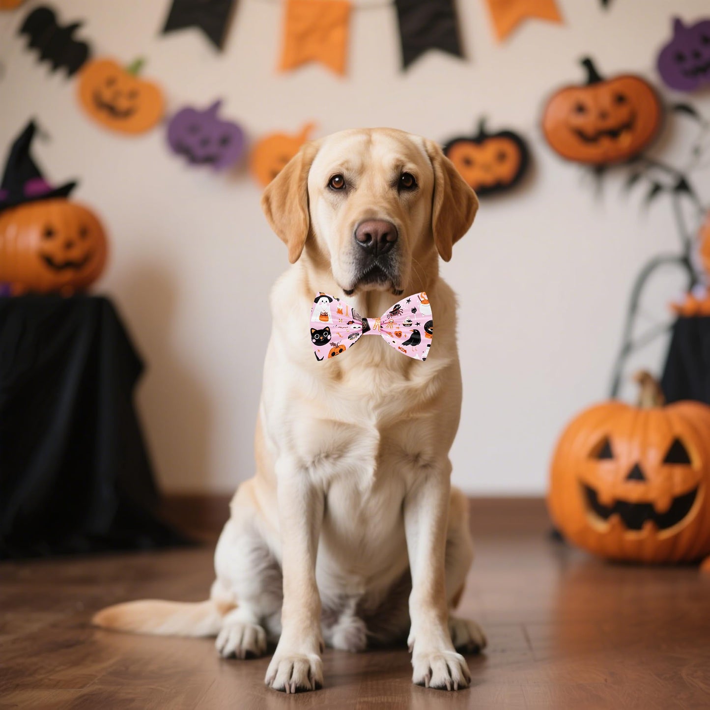 Pai Sence Halloween Dog Bow Ties Bulk for Medium Large Dogs 30 PCS Dogs Bowties with Adjustable Ties Assorted Halloween Bow Ties Party Grooming L
