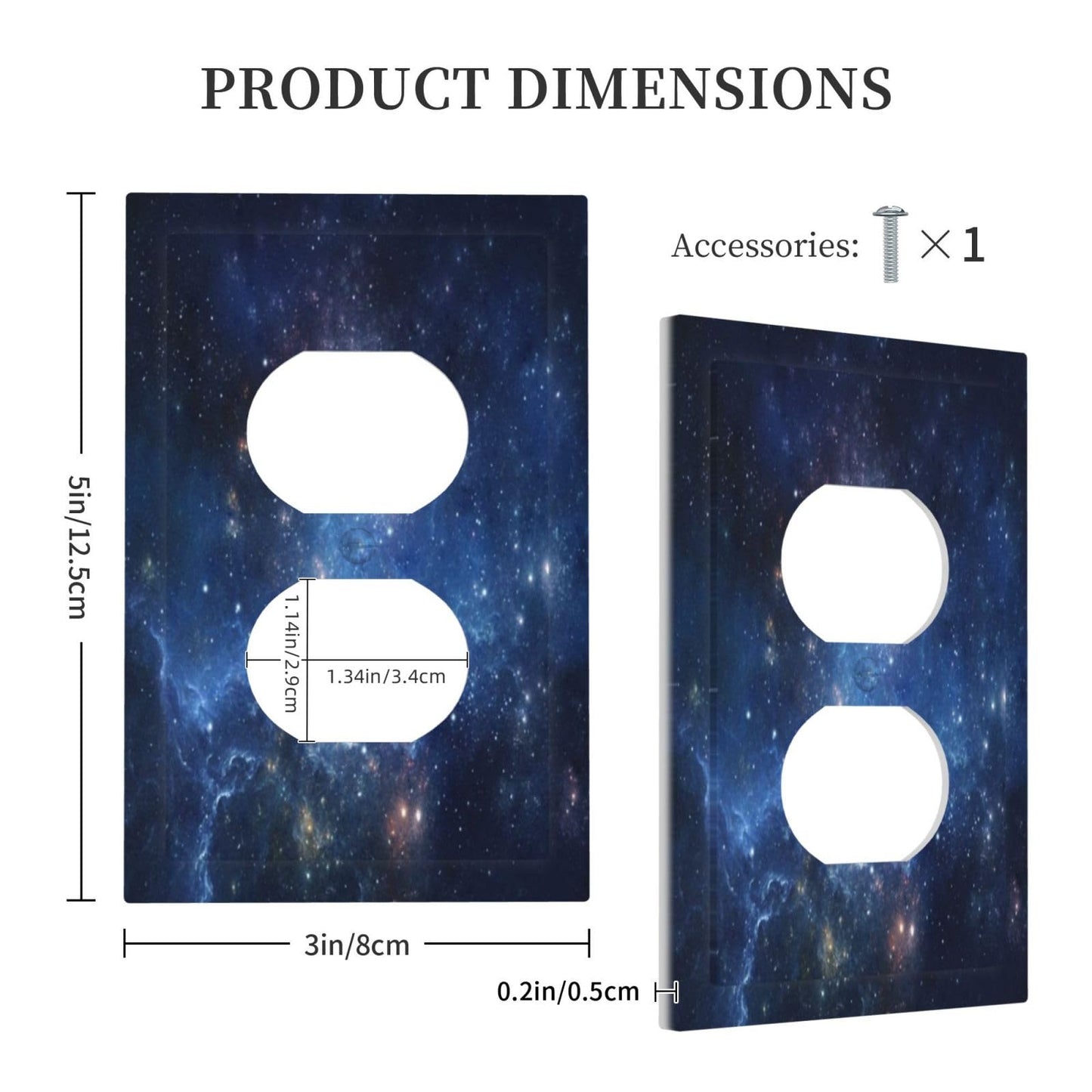 Fantastic Nebula Milky Way 1 Gang Duplex Device Wall Plate Cover Aerospace Starry Sky Universe Outlet Light Switch Cover Galaxy Cosmos Outer Space Electrical Faceplate Switchplate for Bedroom Bathroom