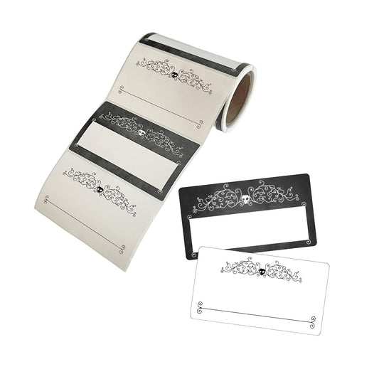 Boo My Name is Halloween Name Tags 100 pcs/Roll 2x3.5” Black with Spiderwebs and Ghosts White Party Hello Classroom Border Labels Gift Sticker Office 2 Design