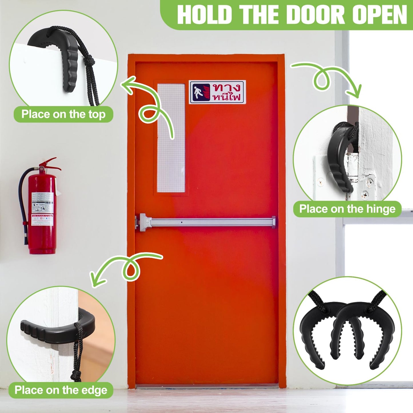 Briwooody 8 Pcs First Responder Door Stops Tactical Police Door Stopper Jam with Nylon Cord Attachments for Law Enforcement Emergency Medical Services Firefighter Accessories (Black)