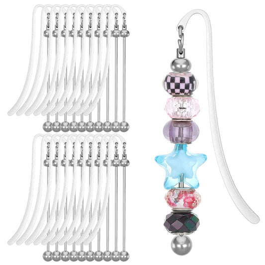 Beadable Bookmarks 20pcs Beaded Bookmark DIY Metal Blank Bar Bulk for Beads Craft Jewelry Pendant Charm Gift Modern Beaded for DIY Making Craft Book Lover Student Teacher Office Supply Beading Mark