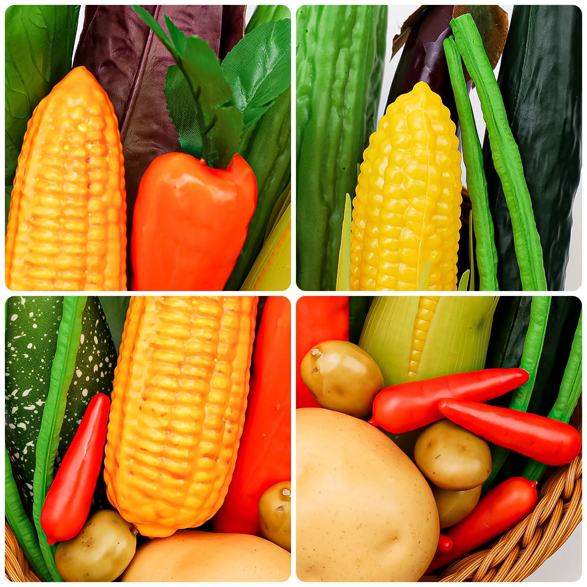 Meiwlong 22 Pcs Fake Vegetables,Realistic Artificial Vegetable & Fruits