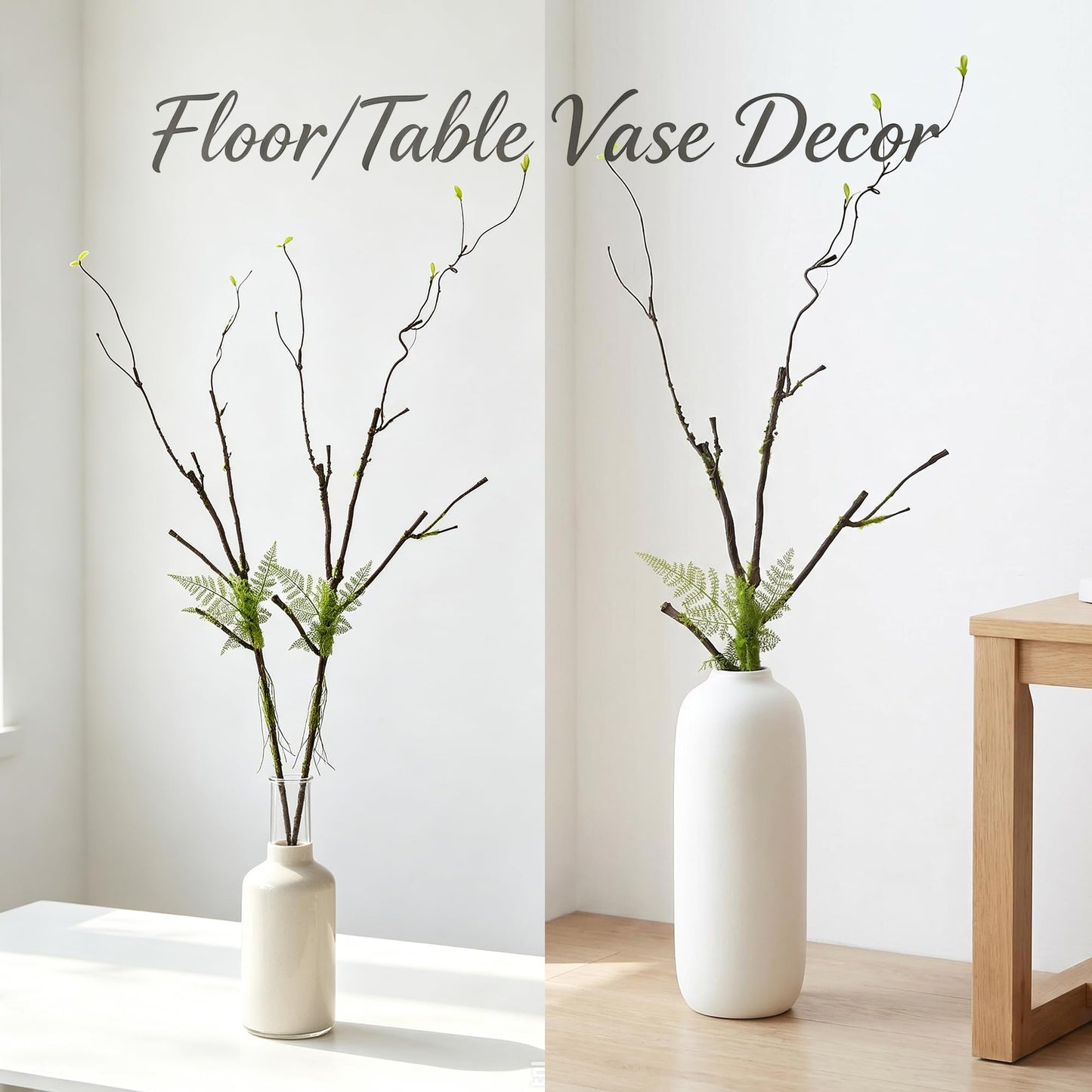 2pcs 40inch Bendable Faux Branch Vine Moss Greenery For Vase Wall decor