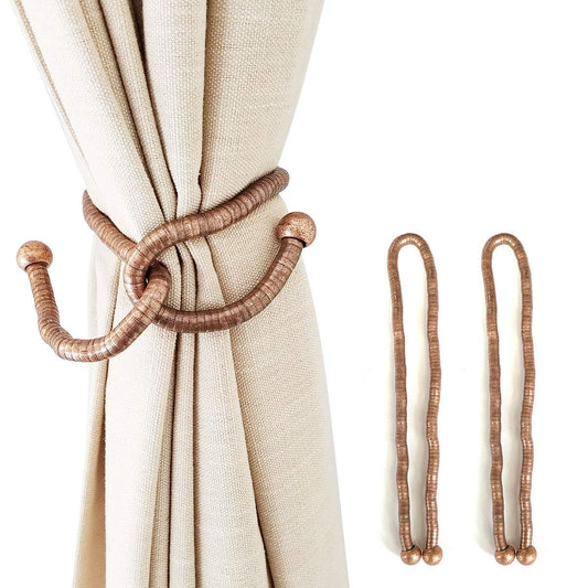 KXLIFE Curtain Tiebacks Clips, Decorative Drapes Holdbacks, Handmade Metal Rope Tiebacks, Creative Window Drapes Twist Tie Backs, Curtain Holders(Antique Copper, 2 Pack)