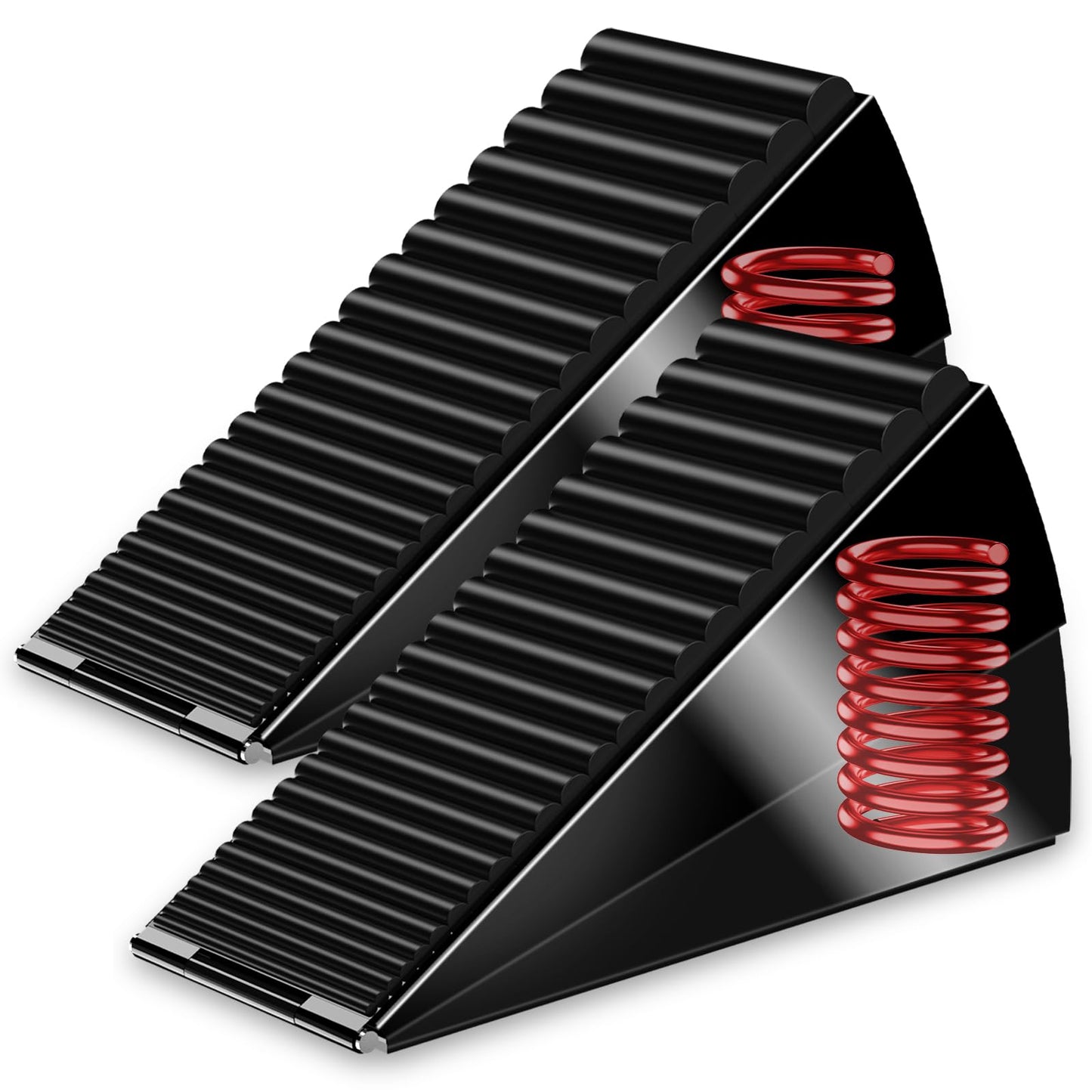 AIMAXINKE Door Stoppers for Bottom of Door- Large Spring Heavy Duty Door Stop Wedge, 3'' High Adjustable Metal Tall Doorstop, Strongest Rubber Grip, Suits Carpet, Tile, Home, School +2 Wall Protectors