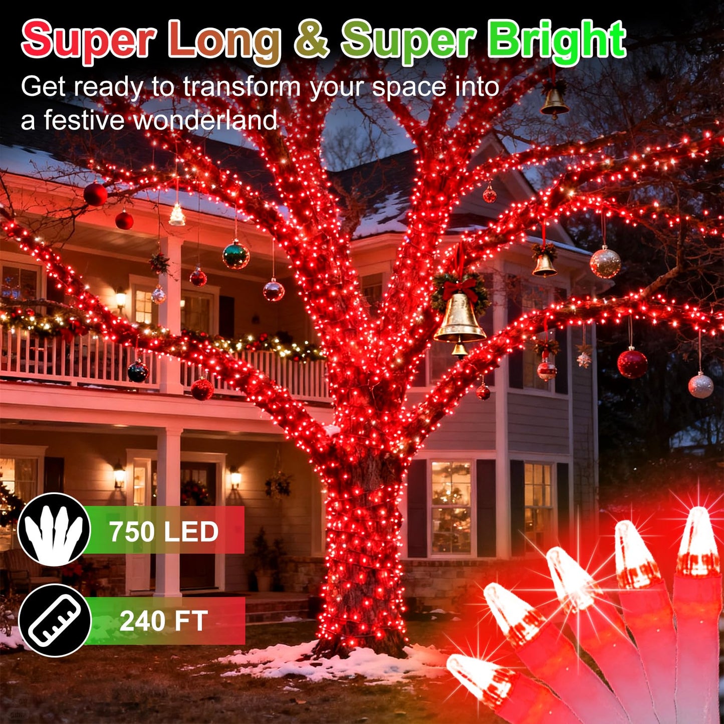 WUXYIYANG 750 LED 240FT Red Valentine Lights, 12 Pro Modes and Timer Memory & Dimmable, Plug in Clear Wire Indoor Valentine Room Light for for Xmas Bedroom Yard Tree Wedding Party Waterproof Decor