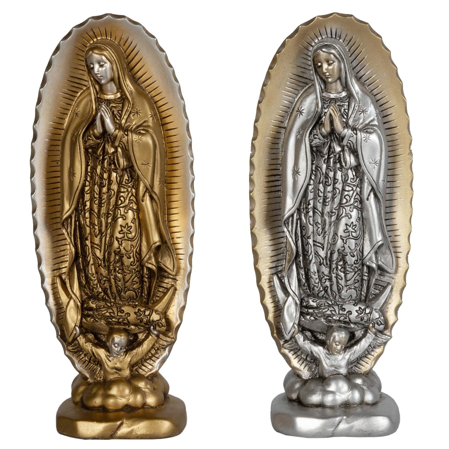 Grace4Joy Virgen de Guadalupe Statues - 2 Pack Our Lady of Guadalupe Statue Religious Home Decor, 4.8 Inches Mexican Virgin Mary Statue Catholic Gifts for Women