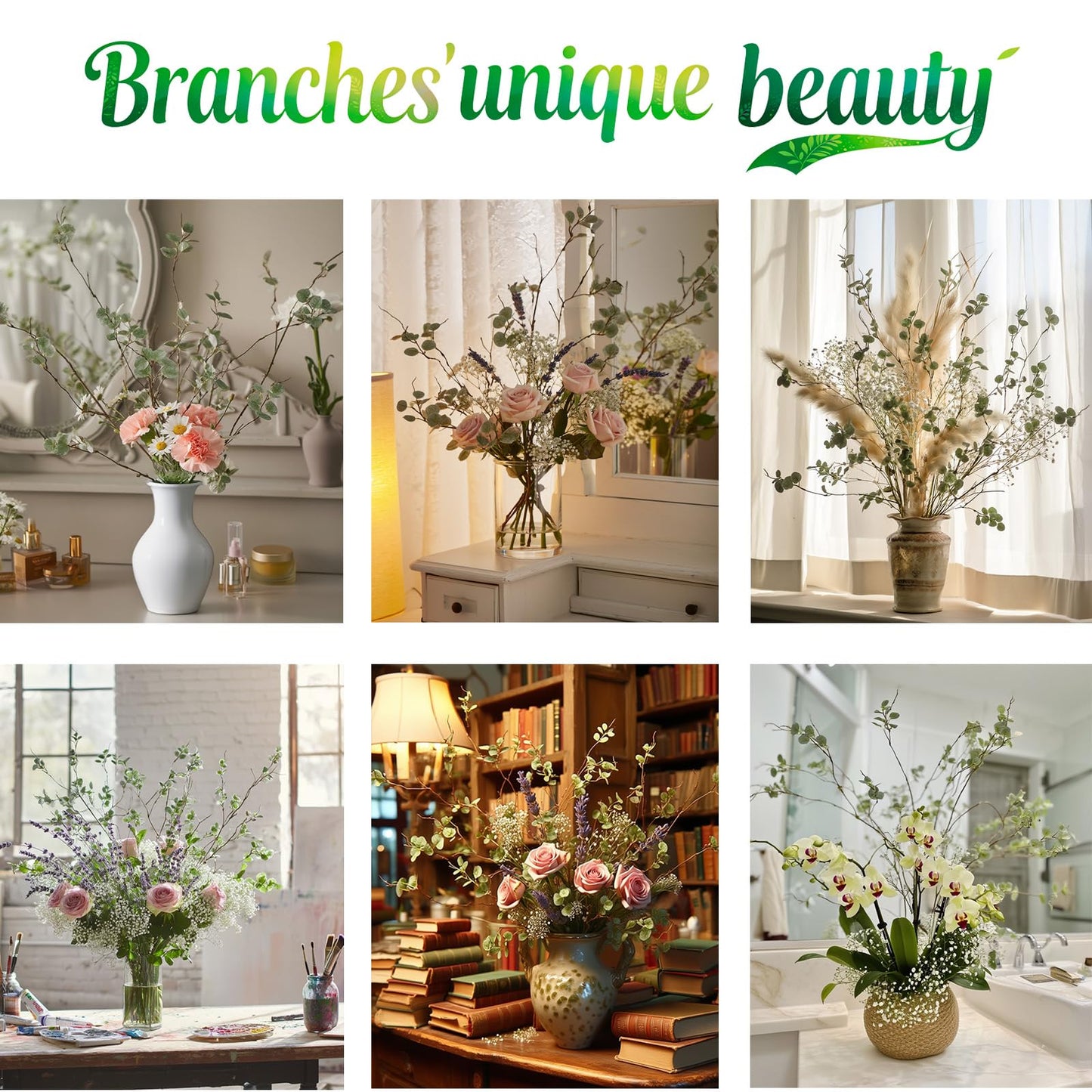 LINSIE 4Pcs 38.8 inches Artificial Tree Branches and Twigs Faux Plant Stems for Tall Vase, Home, Hotel, Office, Store Decor (WN Gray)