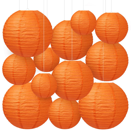 Orange Paper Lanterns, 12Pcs 6-12 Inch Round Hanging Party Decorations