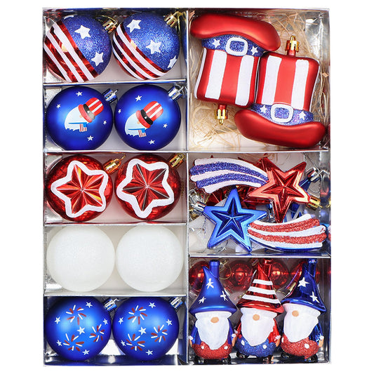 4th of July Tree Decorations, 41PCS Patriotic Decor for Tree, Independence Day Decorations, Red White and Blue Ornaments, USA 250th Anniversary Decorations (4th of July)