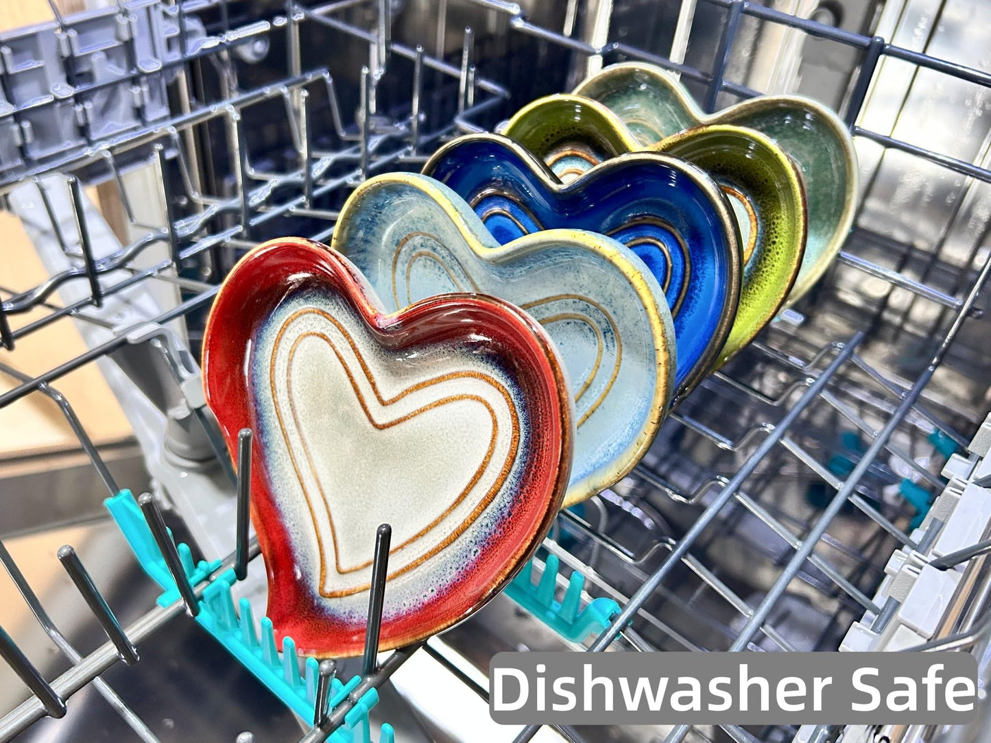 Ceramic Spoon Rest for Stove Top, Heart Cute Spoon Rest for Kitchen Counter, Cooking Spoon Holder for Kitchen Counter, Utensil Rest Spatula Rest Ladle Holder Tong Rest (Retro Ocean Blue)