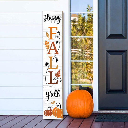 Happy Fall Y'all Wooden Porch Sign 47" Thanksgiving Large Welcome Porch Sign for Pumpkin Sign Autumn Home Front Door Yard Party Decor