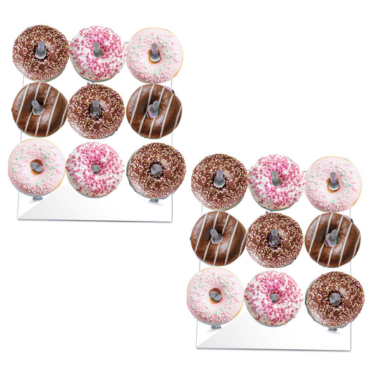 RLHDIS Donut Stand, 2 Pack Acrylic Donut Wall Display Stand, Clear Bagels Holder for Party, Wedding Birthday Events Baby Shower (2 Pack)