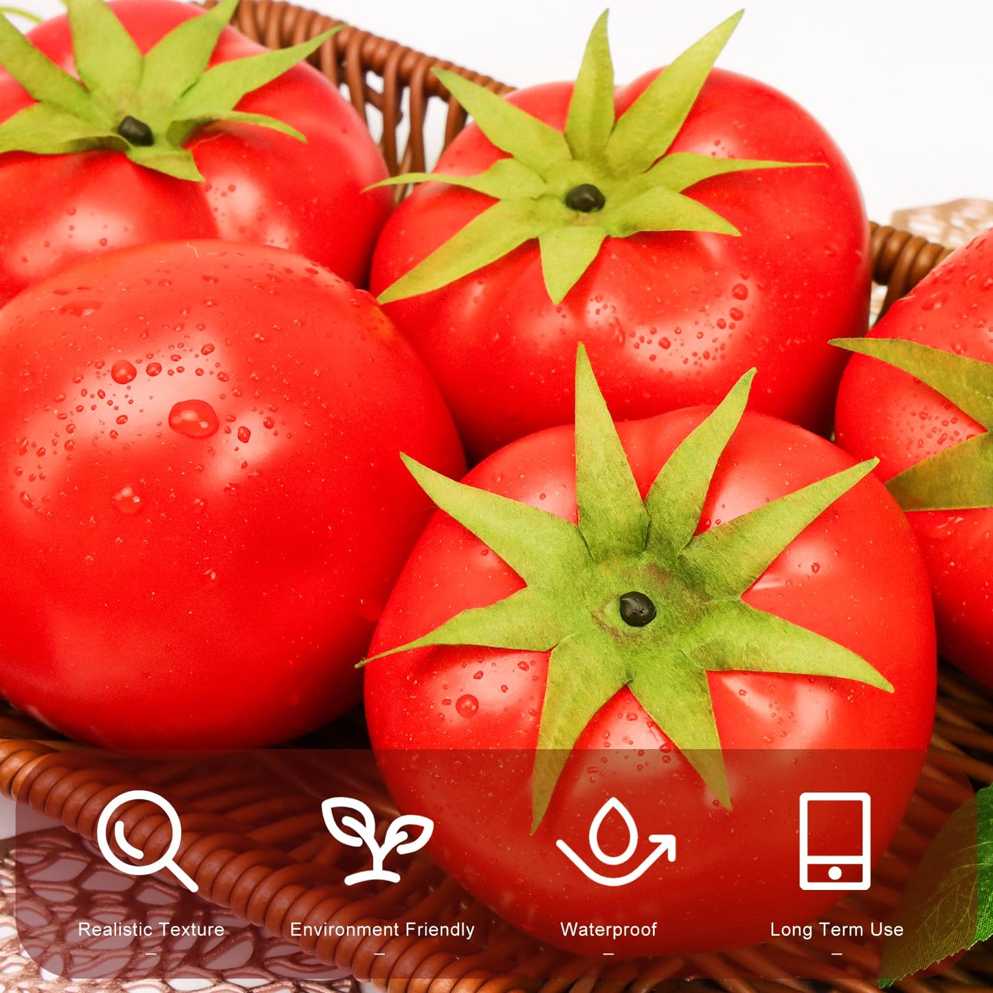 Meiwlong 6pcs Fake Tomatoes,Realistic Fake Vegetables for Home Decorations