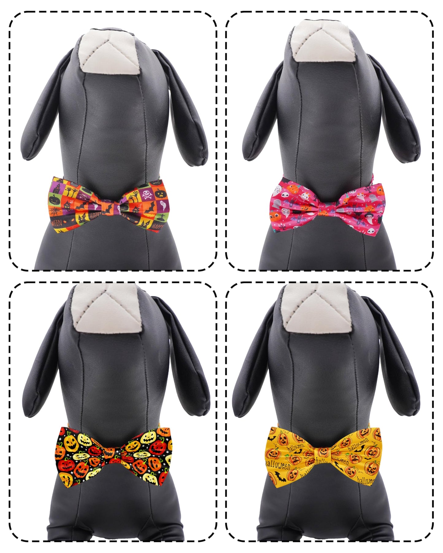 PET SHOW 30 Pack Halloween Small Dog Collar Bow Ties Bulk Puppy Cats Adjustable Bowties for Medium Dogs Pumpkin Ghost Bowknots Pet Grooming Accessories (Small)