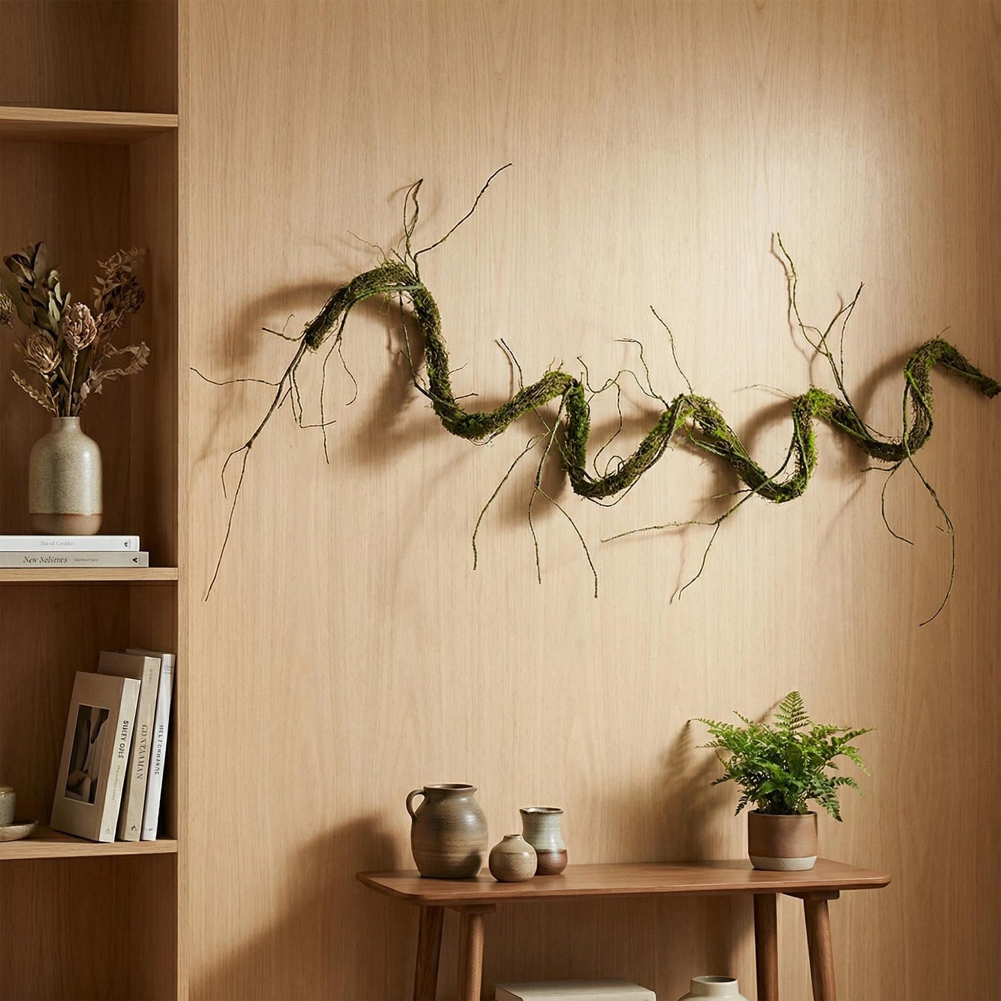 120 inch bendable artificial Dragon Whisker MossVine Green Hanging fake Plants for indoor outdoors entryway Wall Tree Jungle Vine sfireplace Decoration Reptiles Branches Christmas Halloween Easter