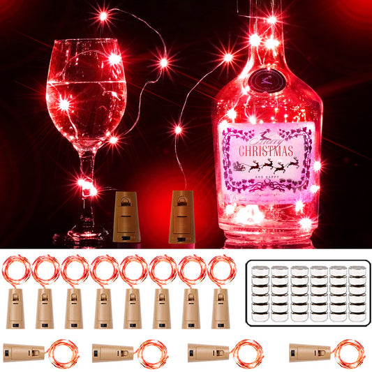 SmilingTown 12 Packs 20 LED Wine Bottle Lights with Cork - Red Fairy String Lights Battery Operated Cork Lights for Wine Liquor Bottle,Jar,Vase,Christmas,Birthday,Wedding Halloween Party Table Decor