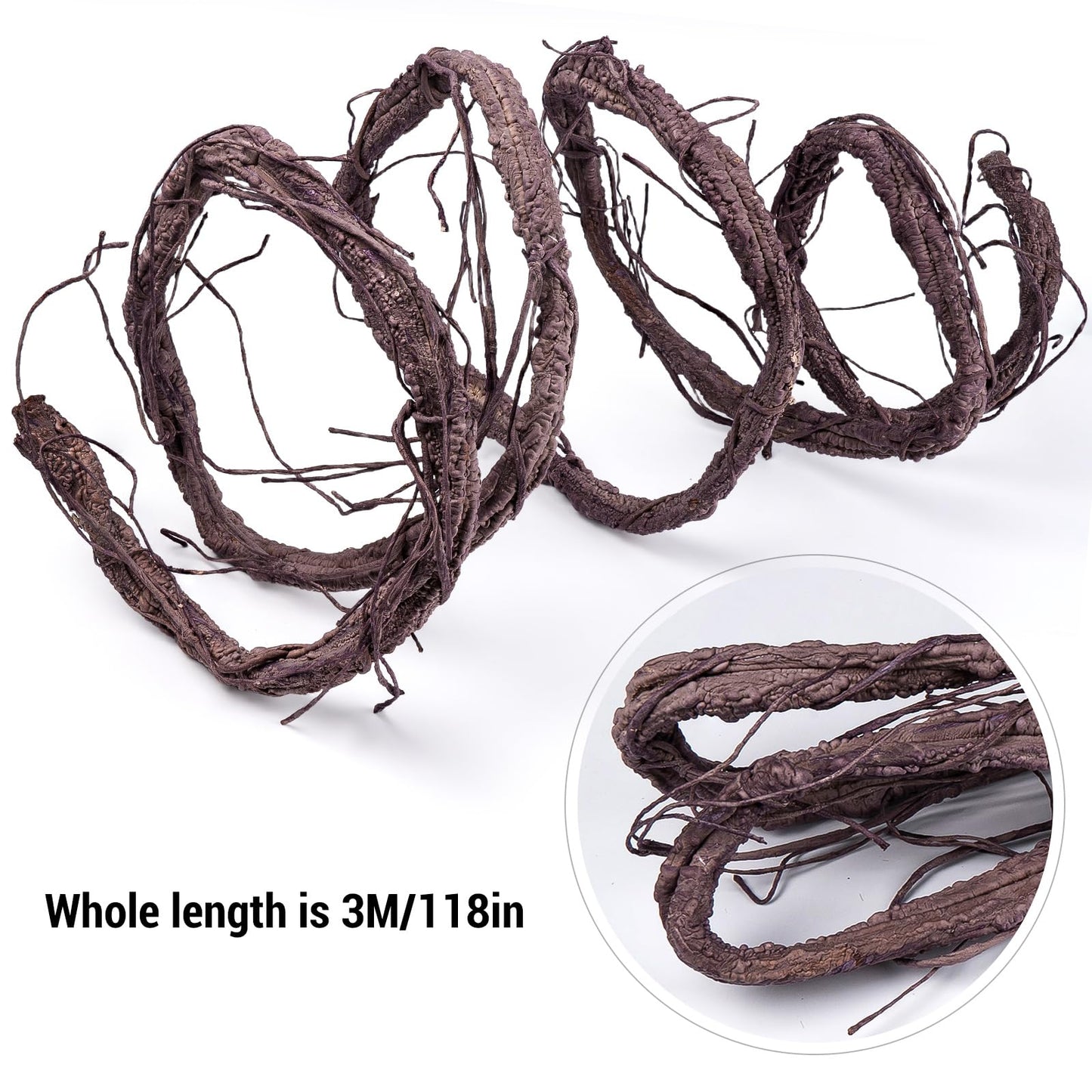 118 inch Bendable Artificial Brown Tree Twigs Branches, Small Size Wall Hanging Artificial Tree Branches, Fake Twig Grape Vines for Artificial Plant, Home Living and Outdoor Garde