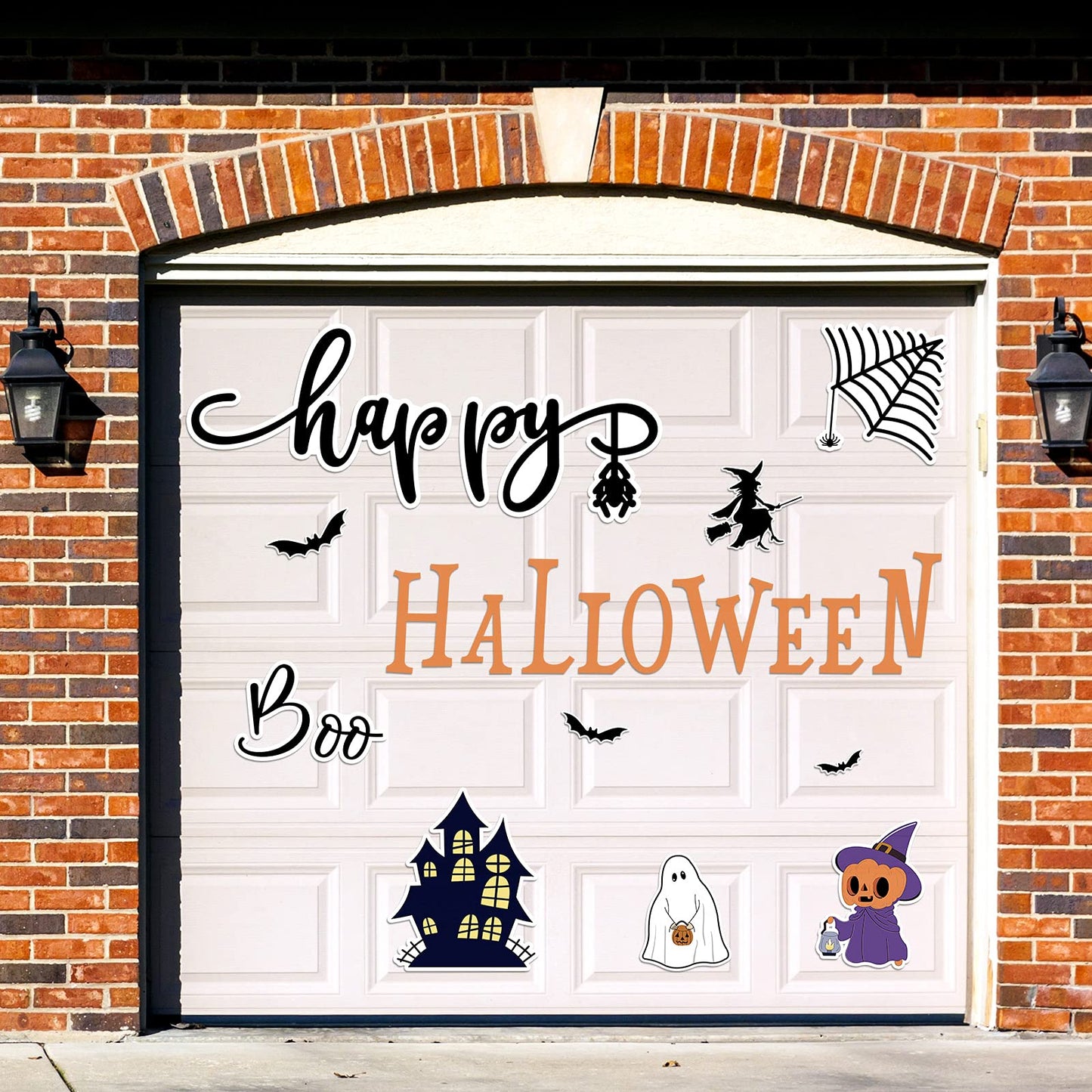 Outus 21 Pieces Halloween Garage Door Magnets Halloween Garage Decorations Ghost Pumpkin Outdoor Decor Witch Bat Party Magnetic Decals for Refrigerator Mailbox Home Car