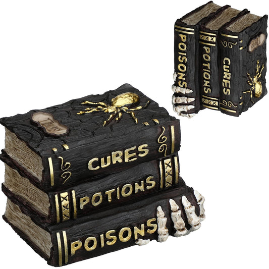 Namalu Witch and Wizard Spellbook Tabletop Decoration, Halloween Resin Witch and Wizard Spellbook Table Decorations, Halloween Resin Book Stack Decor for Home Table Mantel Fireplace (Classic Style)