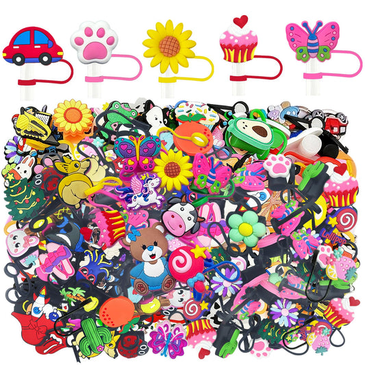 Cute Straw Toppers, 30 60 Pcs Lovely Cute Cover Cap, 10mm Silicone Straws Covers Cap Compatible for Stanley Cup, Funny Reusable Straws Toppers for Tumbler Cup Accessories Gifts (30)