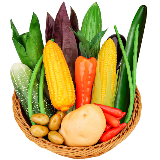Meiwlong 22 Pcs Fake Vegetables,Realistic Artificial Vegetable & Fruits