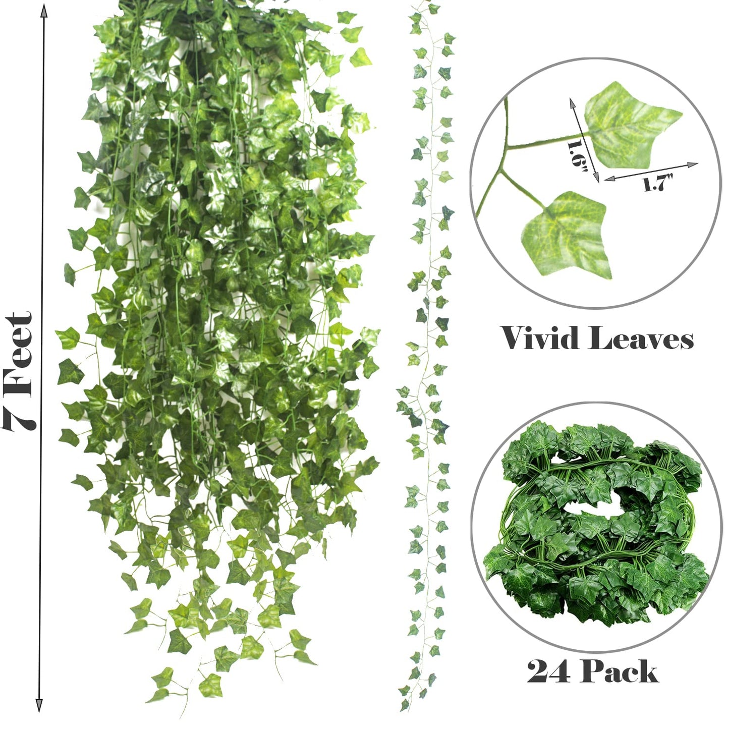 24 Pack Fake Ivy Leaves Artificial Ivy Garland Greenery Garlands Hanging Plant Vine for Wedding Wall Party Room Astethic Stuff Decor