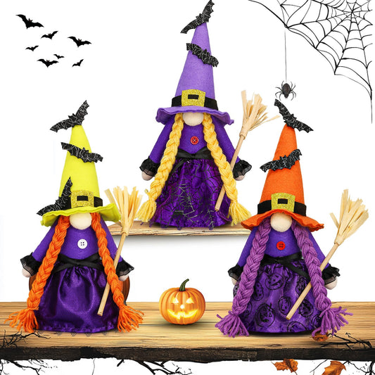 Lovinland Halloween Decorations - Halloween Decor - 3PCS Witch Plush Gnomes - Cute Hocus Pocus Decorations for Home, Indoor, Office, Table, Party Clearance