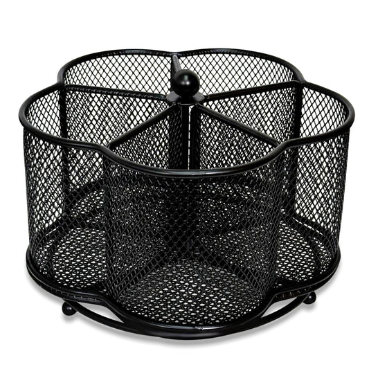 PNEUICALLY 360 Degree Rotate Pen Holder for Desk Mesh Desk Pen Organizer Pencil Holder Large Capacity Accessories & Workspace Organizers for School,Home (Black, No hook)