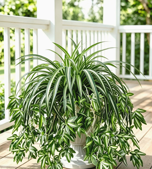 Luabue 4PCS Spider Plant Artificial Hanging Spider Plants 26Inch Chlorophytum Fake Greenery Artificial Plants for Pot Plantes Wall Home Garden Office Verandah Indoor Outdoor