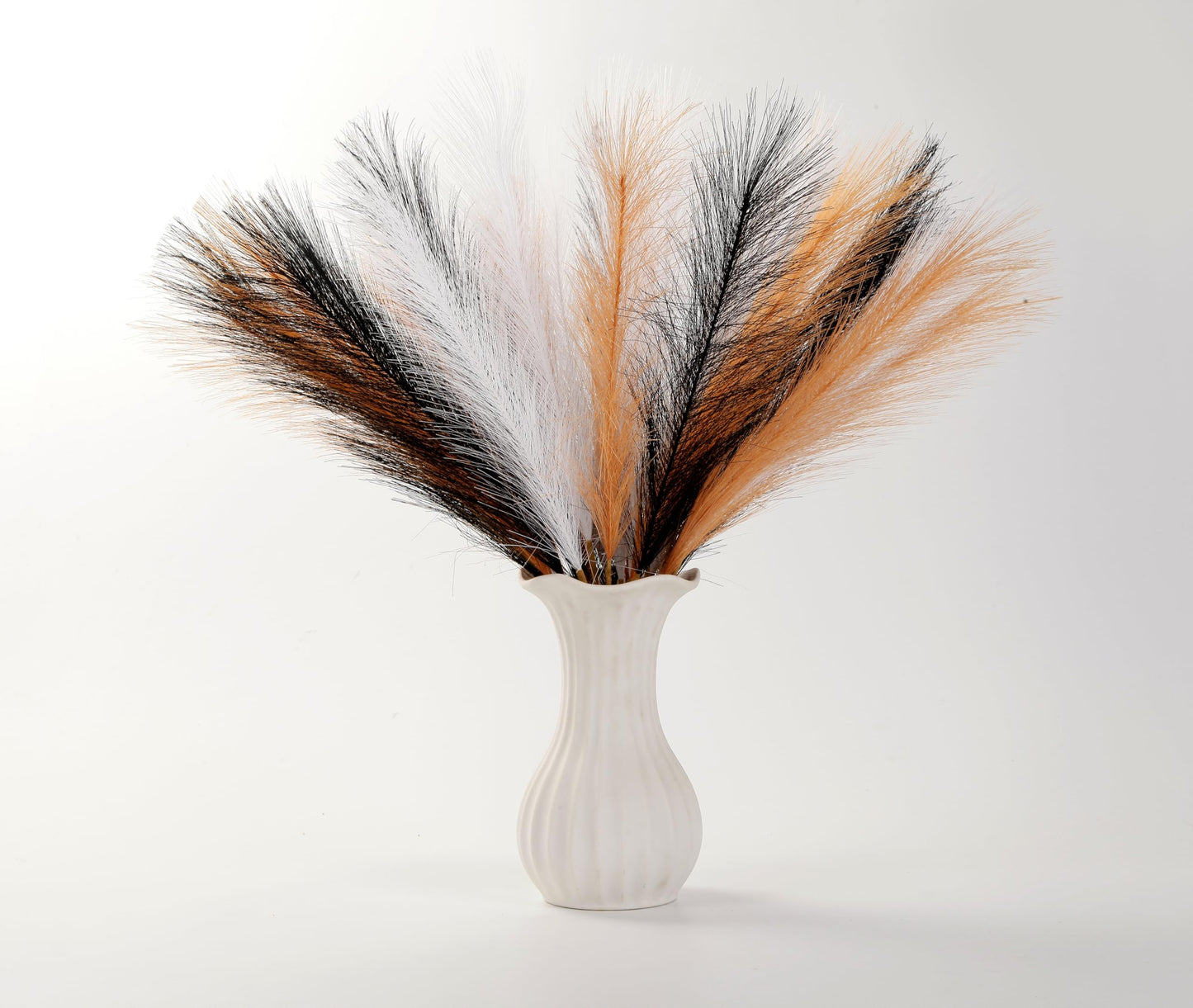 Acfruits 30PCS Black White Orange Faux Pampas Grass 17" for Vase Filler