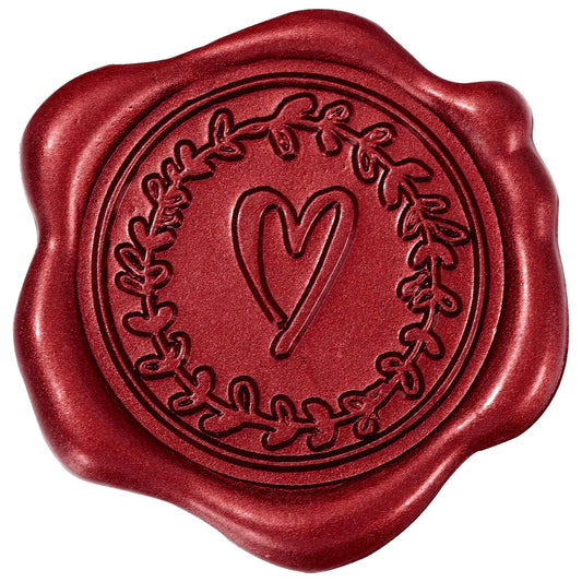 Whaline 50Pcs Valentine's Day Embossed Wax Seal Stickers Wine Red Heart Pattern Envelope Seal Decals Self-Adhesive Stamp Sticker for Wedding Invitations Greeting Cards Supplies DIY Craft, 1.2 Inch