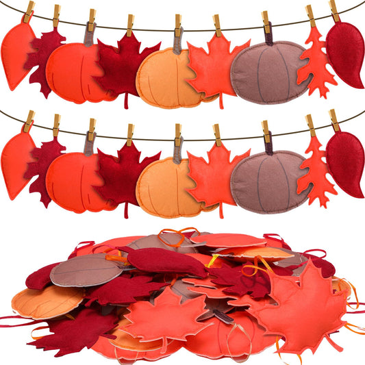 Tudomro 27 Pcs Fall Tree Decoration Felt Fall Leaves Tree Ornaments Autumn 3D Decor Thanksgiving Leaves Pumpkin Autumn Hanging Ornaments for Home Decor Party Favors(Maple Leaf and Pumpkin)