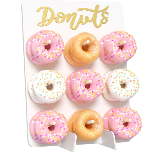 APOIMNA Wooden Donut Wall Display Stand, Holds 9 Donuts Decorative Donut Board, Rustic Donut Holder for Wedding, Party Event Dessert Table(1 Pack White)