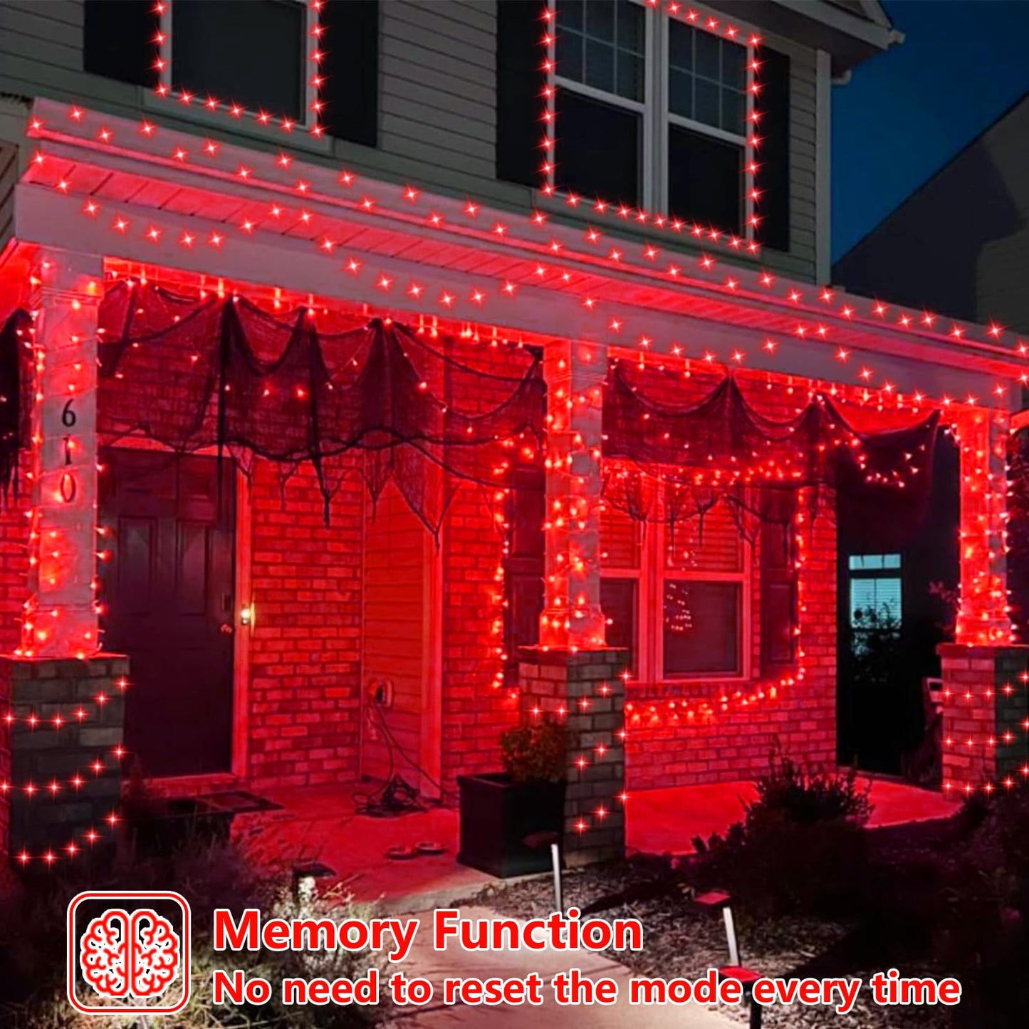 YEGUO String Lights Battery Operated, 2 Pack Each 33ft 100 LED Red Halloween Lights Outdoor Waterproof, Green Wire Christmas Light Indoor with Remote