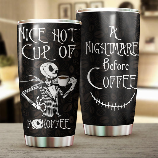 Christmas Gifts for Cartoon Lovers, Nice Hot Cup Of A Nightmare Before Coffee, Jack Nightmare Before Coffee Tumbler with Lid, Skeleton Mug, Christmas Movie Cup, Birthday Gifts for Movie Lovers