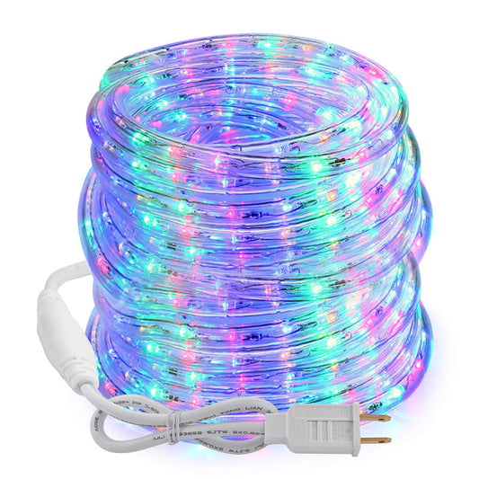 Brizled Multicolor Rope Lights,18ft 216 LED Christmas Rope Lights Waterproof, 120V ETL Flexible Tube Light Connectable Plugin Color Xmas Lighting for Garden, Patio, Party, Xmas, Holiday Decorations