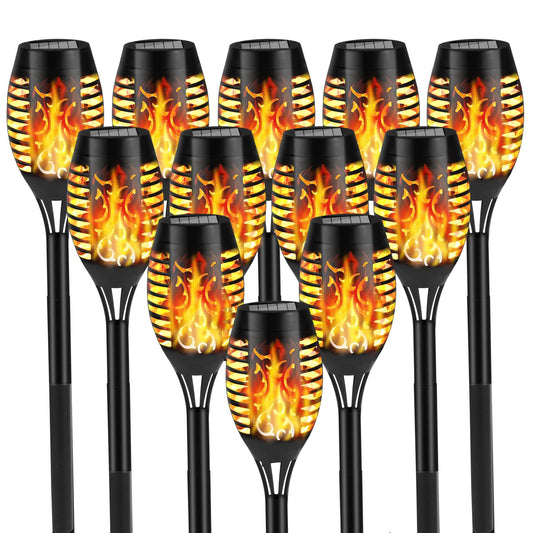 KOLYC Solar Flame Lights Outdoor, Solar Torch Lights with Flickering Flame for Garden Decor - Waterproof 12 Led Torches for Outside, Yard Light for Pathway Lawn Patio Halloween Decorations 12 Pack