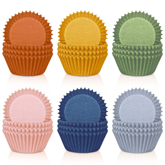 JarThenaAMCS 300Pcs Neutral Color Cupcake Liners Boho Baking Cups Solid Color Cupcake Wrappers Holders Muffin Liners for Baby Shower Birthday Wedding Party Decor