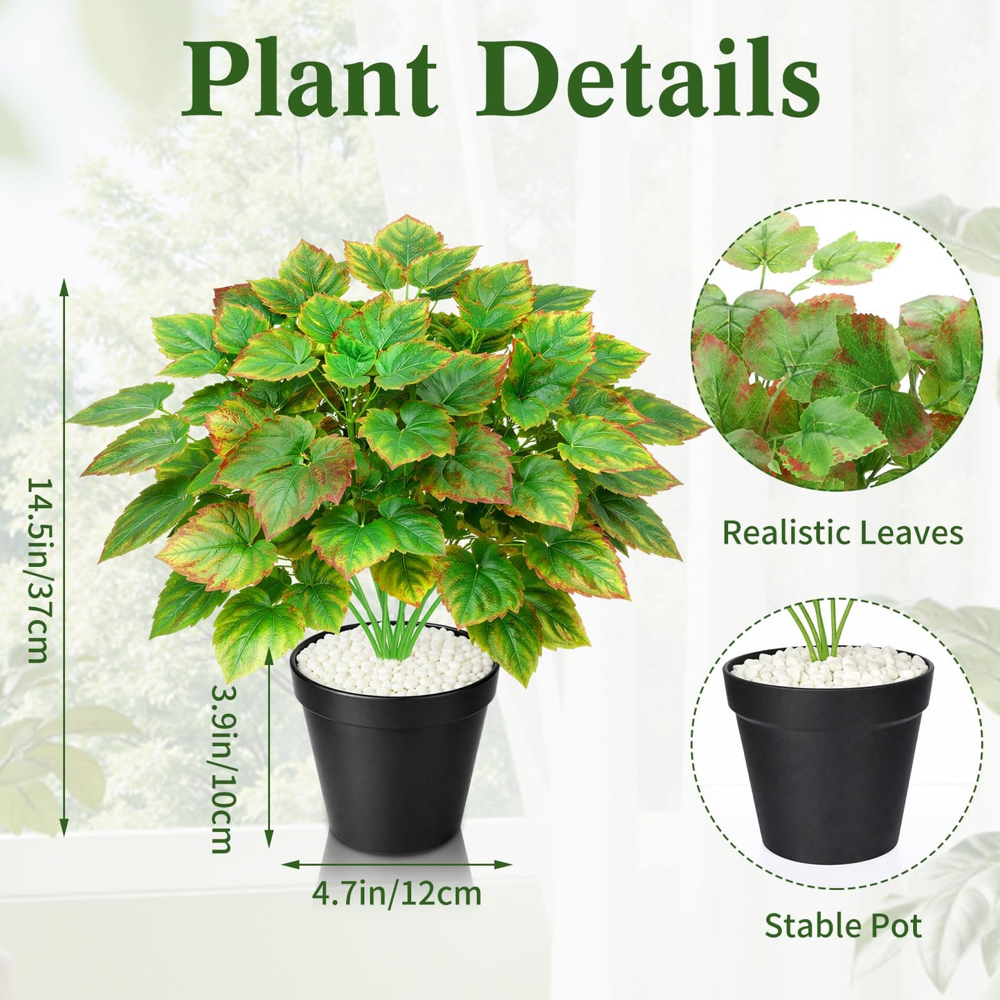 Juinte 2 Pack Artificial Grape Vine Plants 14.9 Inches 6-Branch Realistic Plastic Fake Potted Plant for Home Decor Artificial Plants Indoor Green Foliage for Shelves
