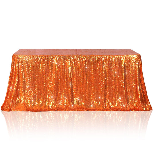 Poise3EHome Orange Sequin Tablecloth 60×102 Inch Rectangle Sparkly Fabric Table Cloth for Halloween Baby Shower Birthday Party Wedding Holiday Decoration
