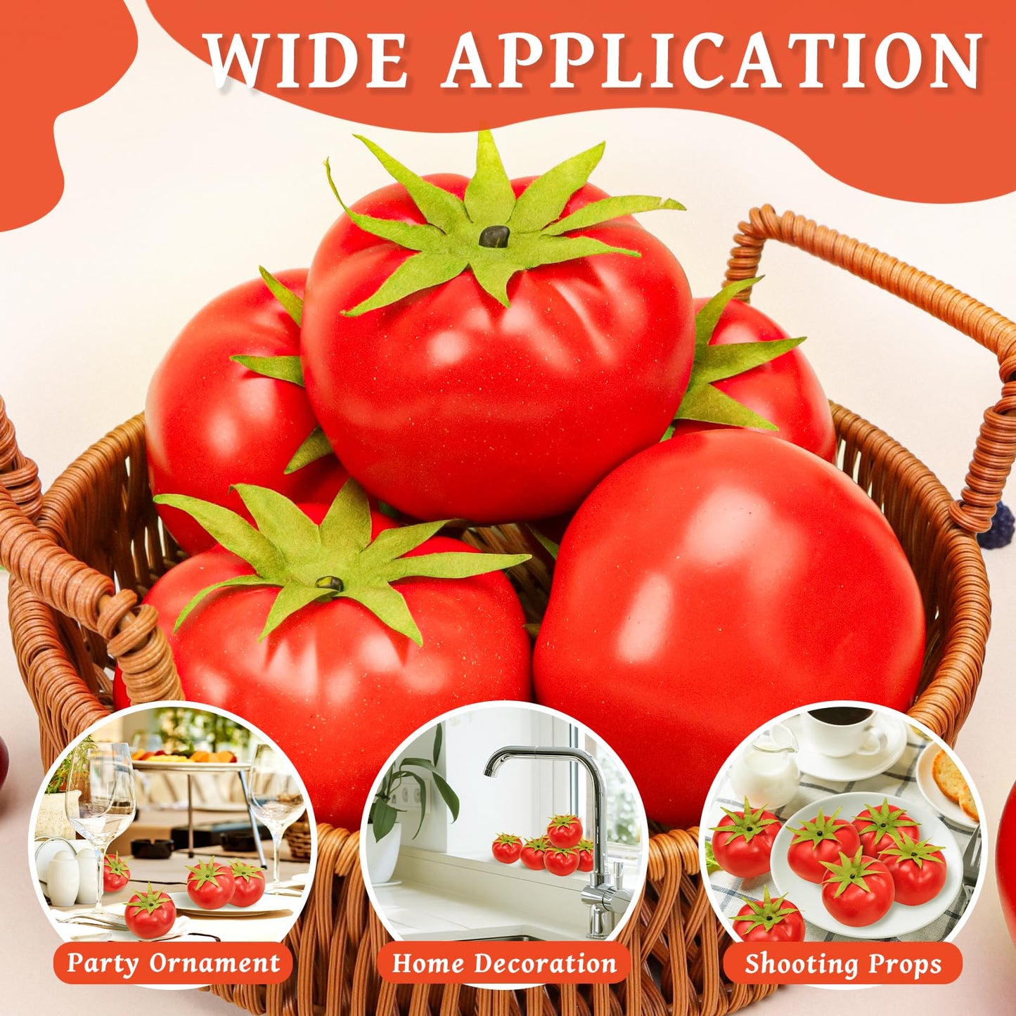 Meiwlong 6pcs Fake Tomatoes,Realistic Fake Vegetables for Home Decorations