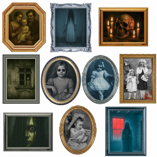 Halloween Decorations Indoor Scary Wall Decor, 10Piece Poster Creepy Frames Portraits Pictures, Gothic Decor Horror Castle Haunted House Mansion Decor Decoration Party Supplies