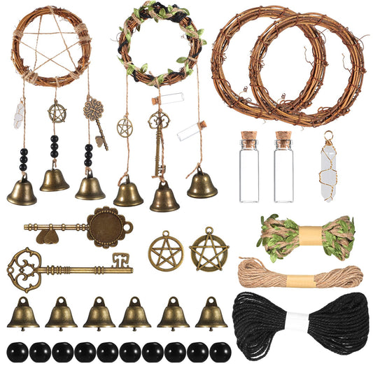 Charniol Witch Bells DIY Kit for Door Knob for Protection Witch Bell Witchy Decor Hanging Witchcraft Decorations Witches Wind Chimes