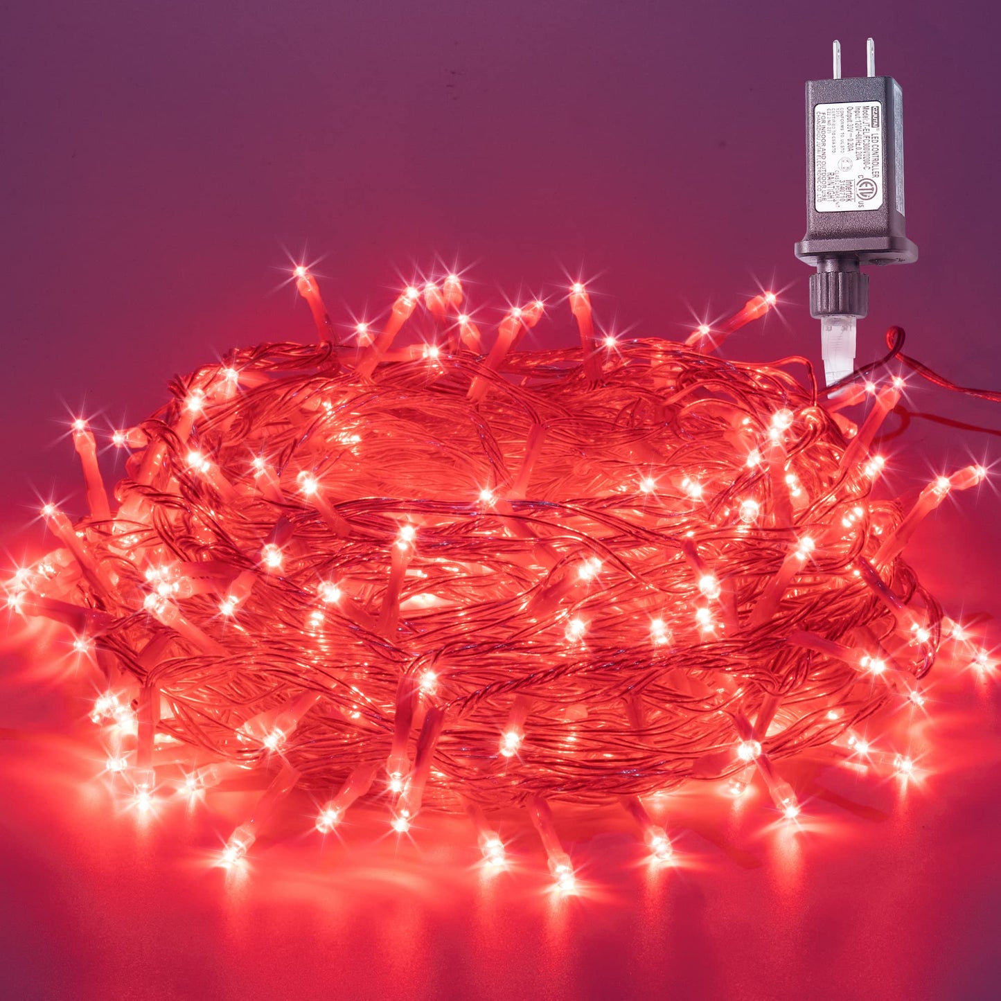 oopswow Red Valentine Lights, 100 LED 33FT Christmas String Lights Plug in
