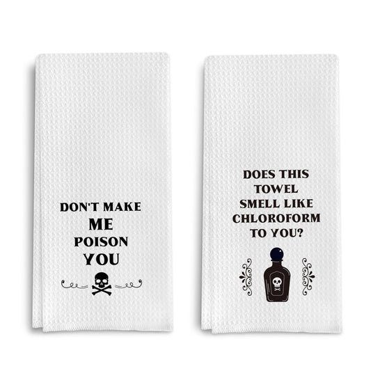 Qpenm Funny Kitchen Towels - Set of 2, Dish Towels with Saying, Tea Towels, Kitchen Decor, Housewarming Gifts, Black