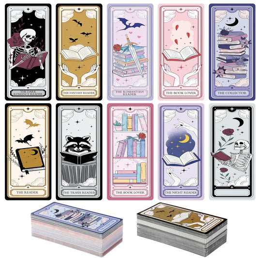 Gersoniel 200 Pcs Dark Romance Bookmarks Summer Halloween Ghothic Cute Tarot Pop Magic Ticket Designed Reading Tracker Reading Accessory Bookish Page Clip Gifts for Book Lover School Library