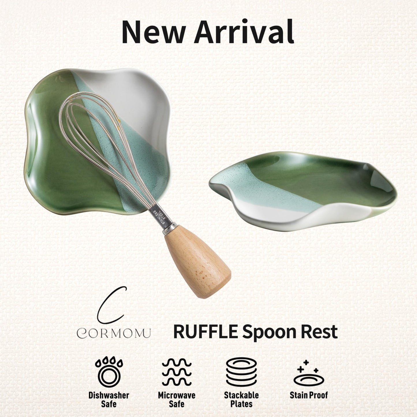 Cormomu Ceramic Spoon Rest for Stove Top, Cooking Spoon Holder,Utensil Rest
